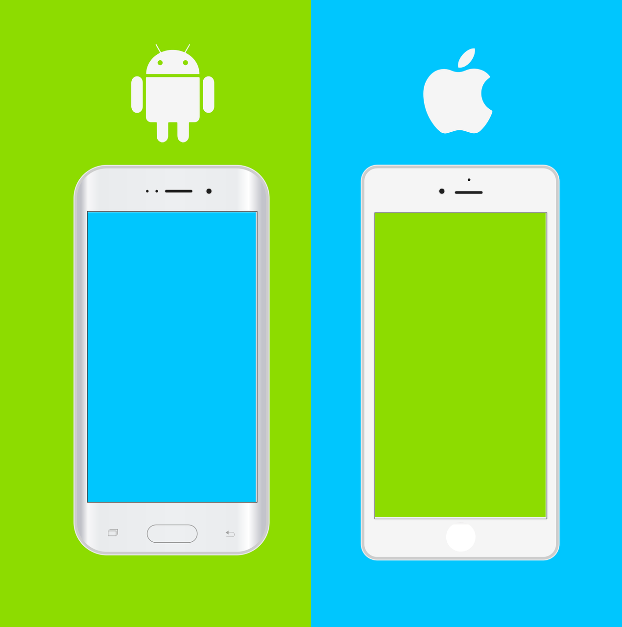 Illustration de smartphones Android et iOS